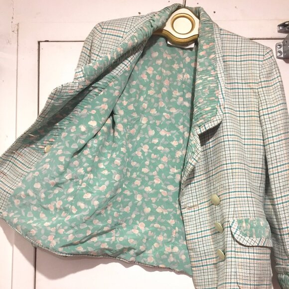 VINTAGE ADOLFO NEW YORK NEIMAN MARCUS PLAID BLAZERS SIZE S - Picture 6 of 10